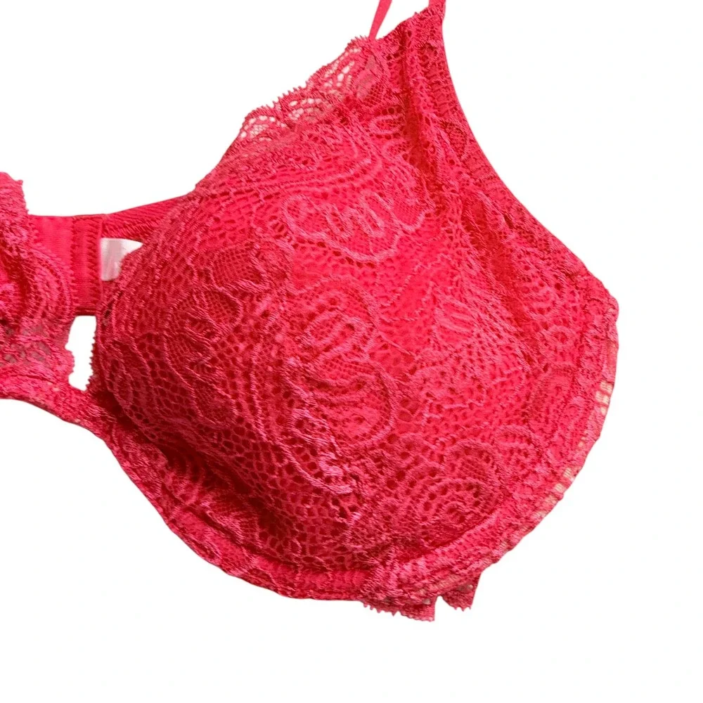 Victoria's Secret Very Sexy Pink Floral Lace Push-Up Bra 38D Underwire Lingerie